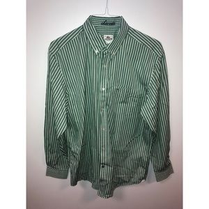 NWOT Lacoste Green & White Striped Button Down